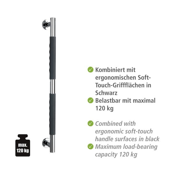 Nástenné madlo do kúpeľne z nehrdzavejúcej ocele Secura – Wenko-image-3