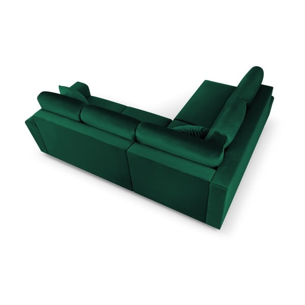 Zelená zamatová rozkladacia/s úložným priestorom rohová pohovka (ľavý roh/do L) Kyoto – Cosmopolitan Design-image-4