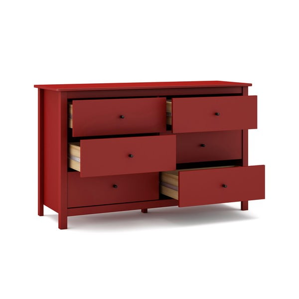 Červená nízka komoda z borovicového dreva 130x80 cm Misti – Marckeric-image-4