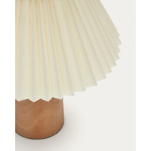 Béžová/v prírodnej farbe stolová lampa z kaučukového dreva s textilným tienidlom (výška 33 cm) Benicarlo – Kave Home-image-4