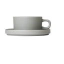 Súprava 2 svetlosivých keramických šálok na čaj s tanierikmi Blomus Pilar, 170 ml
