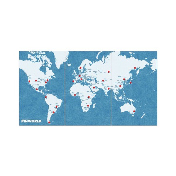 Modrá nástenná mapa sveta Palomar Pin World XL, 198 × 124 cm-image-3