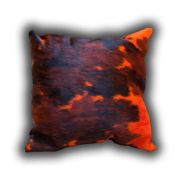 Vankúš z pravej kože Pipsa Dyed Orange, 50 × 50 cm