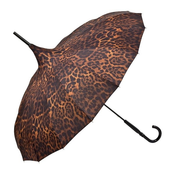 Hnedý dáždnik s rúčkou Von Lilienfeld Pagoda Cécile Leopard