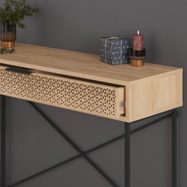 Konzolový stolík v dekore duba v prírodnej farbe 35.5x110 cm Ecrin – Marckeric-image-1