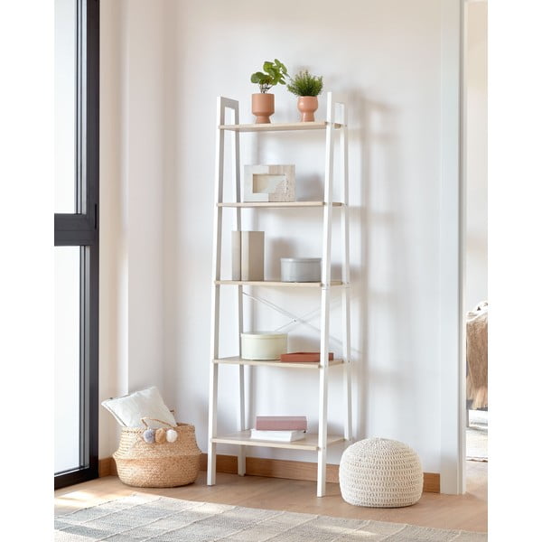 Biely/v prírodnej farbe regál v dekore duba 56x172x32 cm Aarhus – Kave Home-image-1