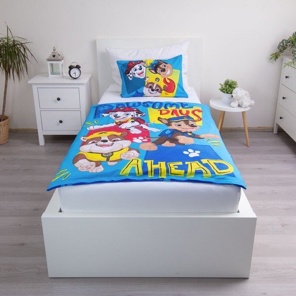 Modré bavlnené detské obliečky do postieľky 100x135 cm Paw Patrol "Pawsome days ahead" – Jerry Fabrics-image-1