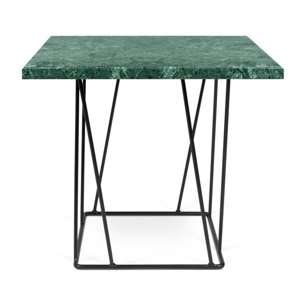 Zelený mramorový konferenčný stolík s čiernymi nohami TemaHome Heli×, 50 cm