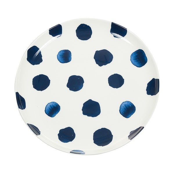 Modro-biely porcelánový tanierik Santiago Pons Dotty, ⌀ 21 cm
