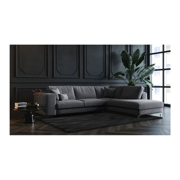 Tmavosivá rozkladacia rohová pohovka Devichy Rothe, pravý roh-image-4