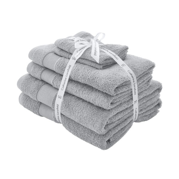 Svetlosivé froté bavlnené uteráky a osušky v súprave 6 ks Anti–Bacterial – Catherine Lansfield
