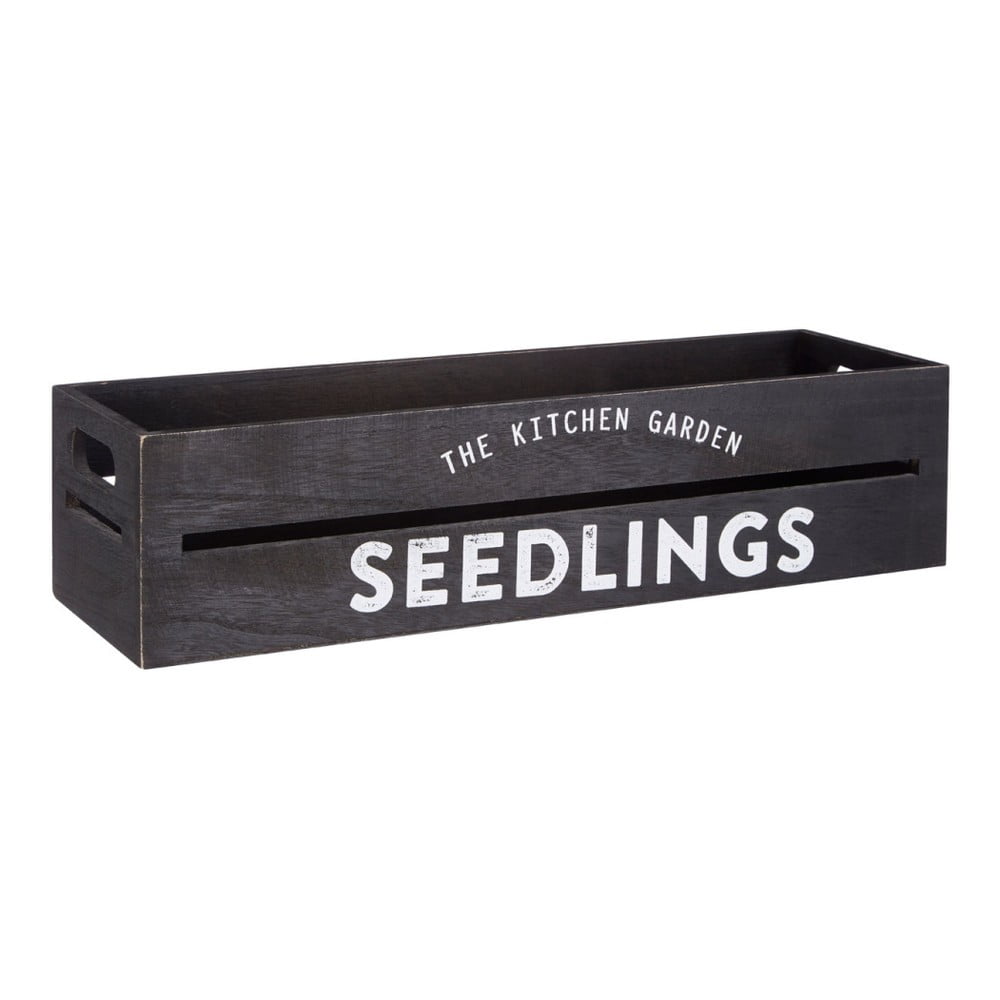 Čierny drevený črepník na bylinky a kvetiny Premier Housewares Seedligngs, 15 × 45 cm