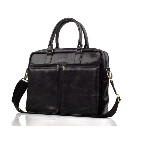 Pánska kožená taška Solier SL01 Black-image-1