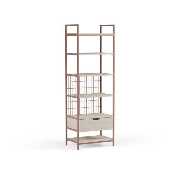 Oceľová knižnica v terakotovej farbe 60x179,5x40 cm Amara – Marckeric