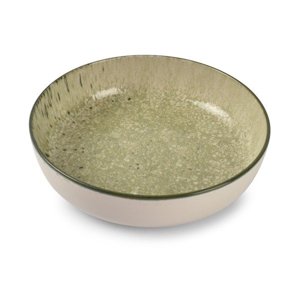 Zelený/krémovobiely hlboký  kameninový tanier ø 18,5 cm Gravel – ONA