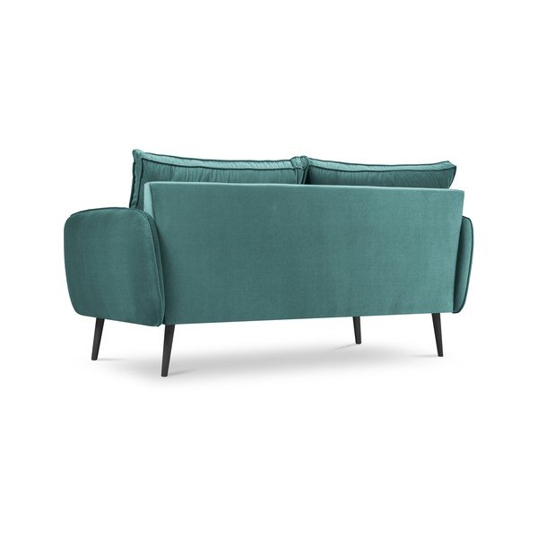 Petrolejovomodrá zamatová pohovka s čiernymi nohami Kooko Home Lento, 158 cm-image-3