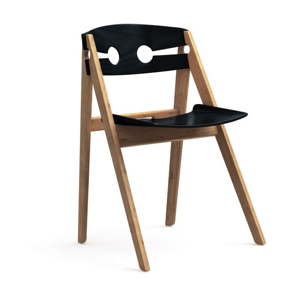Čierna jedálenská stolička s konštrukciou z bambusu Moso We Do Wood