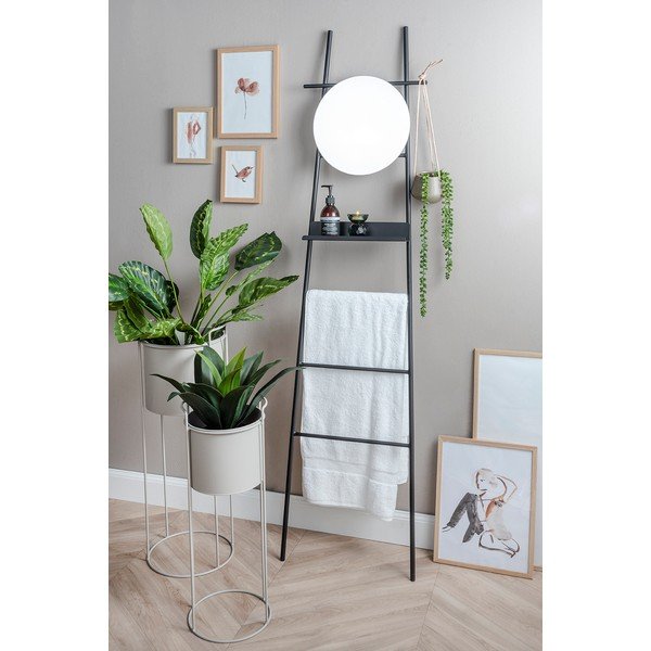 Čierny dekoratívny vešiak so zrkadlom Leitmotiv Glint-image-1