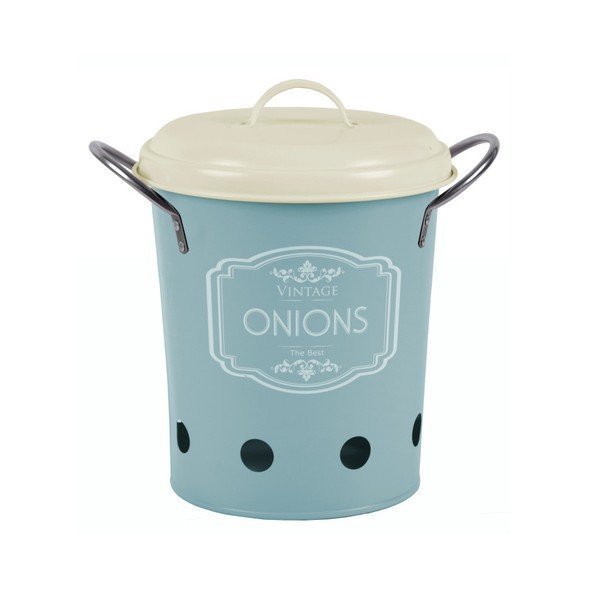 Modrá kovová dóza na cibuľu Ego Dekor, 4,4 l