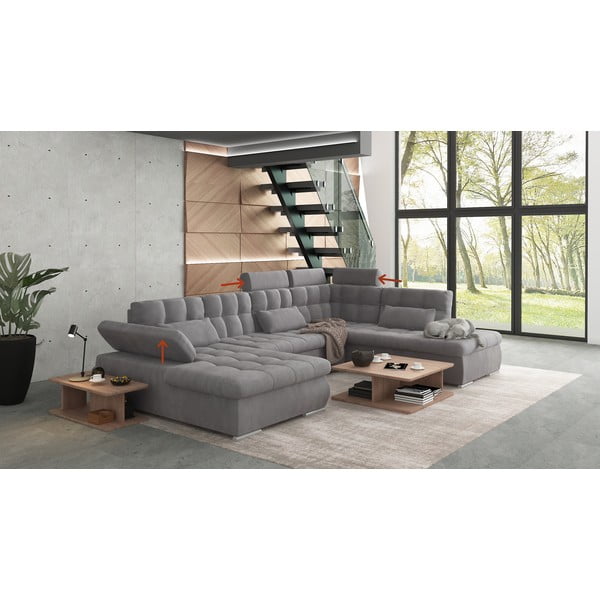 Sivá rozkladacia/s úložným priestorom rohová pohovka (pravý roh/do "U") Merkur – Ropez-image-1