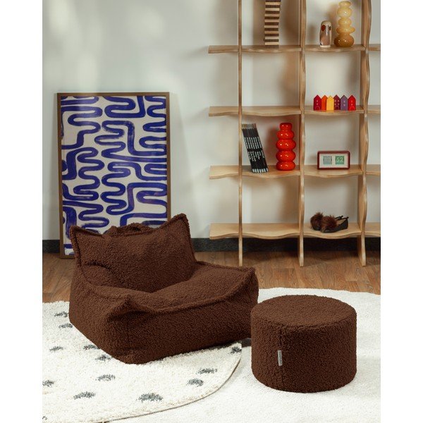 Tmavohnedý detský sedací vak z textílie buklé Warm Hazel – Wigiwama-image-1