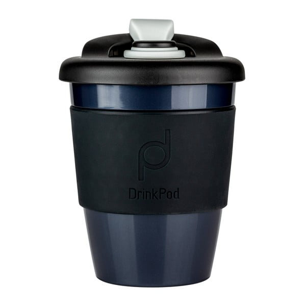 Čierny cestovný hrnček na kávu Drink Pod Kofein, 340 ml