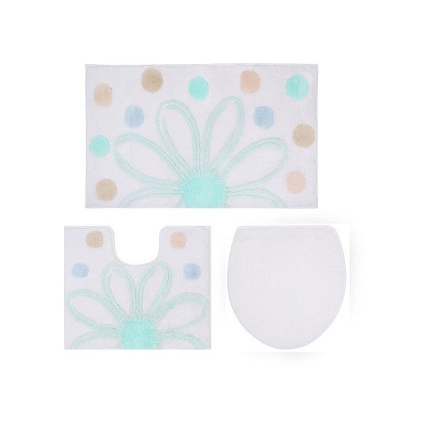 Set 2 kúpeľňových predložiek a poťahu na záchodovú dosku Confetti Minty Alinda