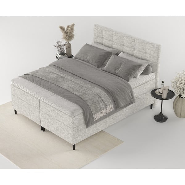 Svetlosivá boxspring posteľ s úložným priestorom 180x200 cm Urbaneo – Maison de Rêve-image-4
