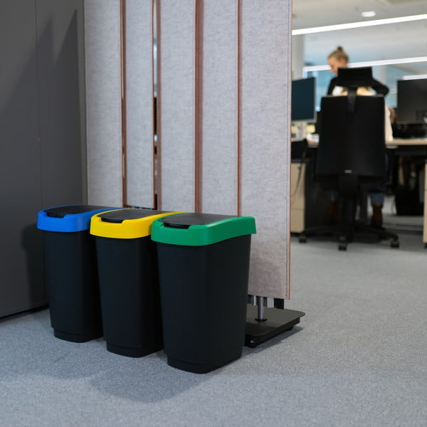 Čierne odpadkové koše v súprave 3 ks na triedený odpad z recyklovaného plastu 25 l Twist – Rotho-image-3