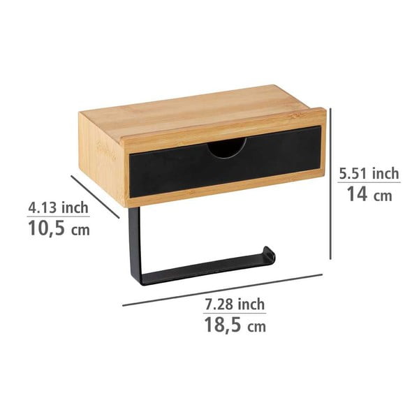 Čierny držiak na toaletný papier s bambusovým obložením Wenko-image-4