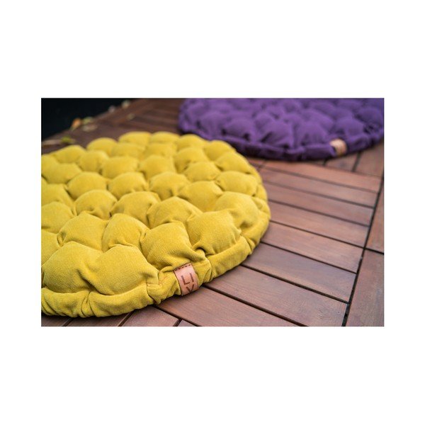 Svetlý modro-sivý sedací vankúšik s masážnymi loptičkami Linda Vrňáková Bloom, ø 75 cm-image-4