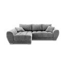 Sivá rozkladacia rohová pohovka so zamatovým poťahom Windsor & Co Sofas Nuage, ľavý roh