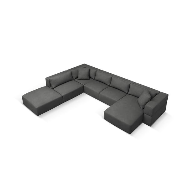 Tmavosivá rohová pohovka do "U", ľavý roh Esther – Milo Casa-image-2