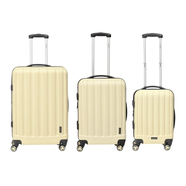 Sada 3 krémových cestovných kufrov Packenger Koffer