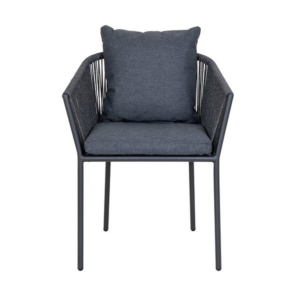 Tmavosivá kovová/polstrovaná záhradná stolička Salerno – House Nordic-image-2