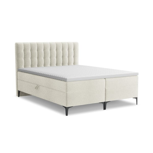 Béžová boxspring posteľ s úložným priestorom 180x200 cm Puhala – Makamii