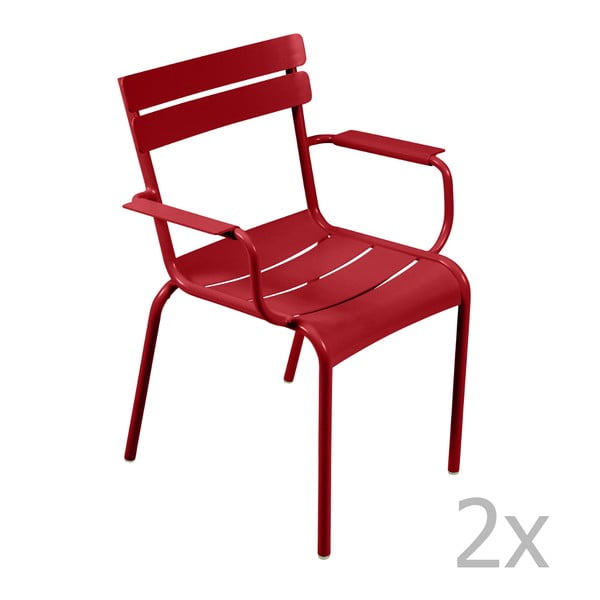 Sada 2 sýtočervených stoličiek s opierkami na ruky Fermob Luxembourg