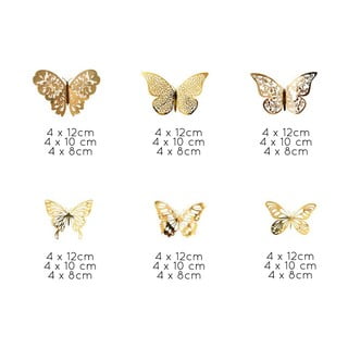 Sada 36 samolepiacich nástenných motýľov v zlatej farbe Ambiance Butterflies Gold