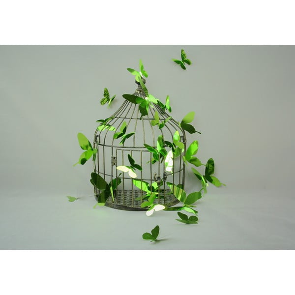 Sada 12 adhezívnych 3D samolepiek Ambiance Butterflies Green