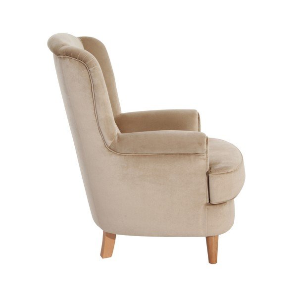 Pieskovohnedé zamatové kreslo ušiak Max Winzer Kendra Velvet-image-2