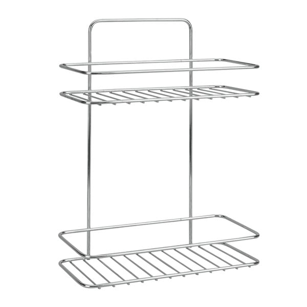 Závesná oceľová kúpeľňová polička bez vŕtania v lesklo striebornej farbe Luxy – Metaltex