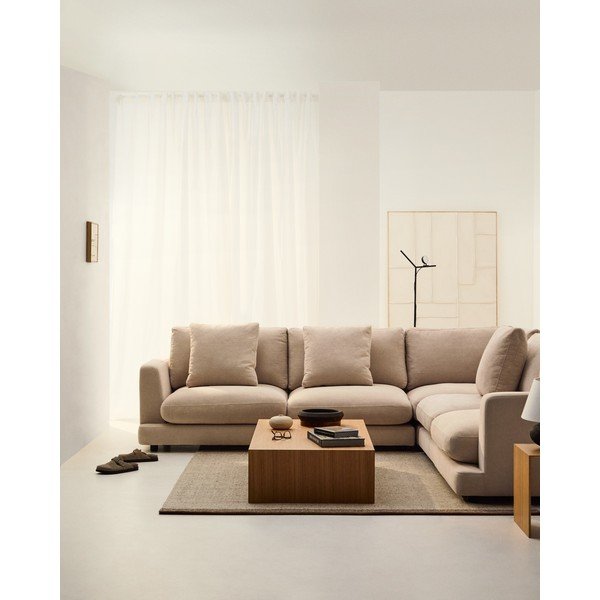 Béžová ženilková rohová pohovka Gala – Kave Home-image-1