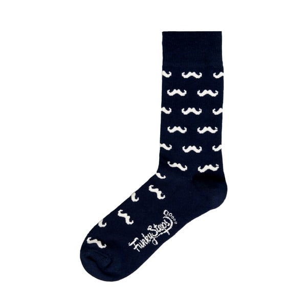 Pánske tmavomodré ponožky Funky Steps Mustache, veľkosť 41 - 45