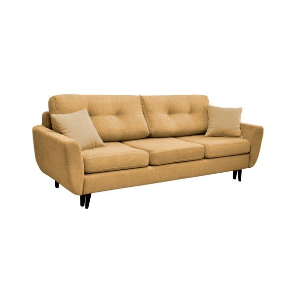 Žltá trojmiestna rozkladacia pohovka s čiernymi nohami Mazzini Sofas Jasmin-image-4
