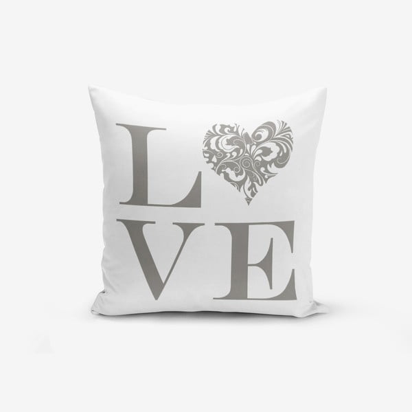 Obliečka na vaknúš s prímesou bavlny Minimalist Cushion Covers Love Grey, 45 × 45 cm