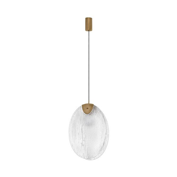 Oceľové LED závesné svietidlo v mosadznej farbe so skleneným tienidlom Shelina – Nova Luce
