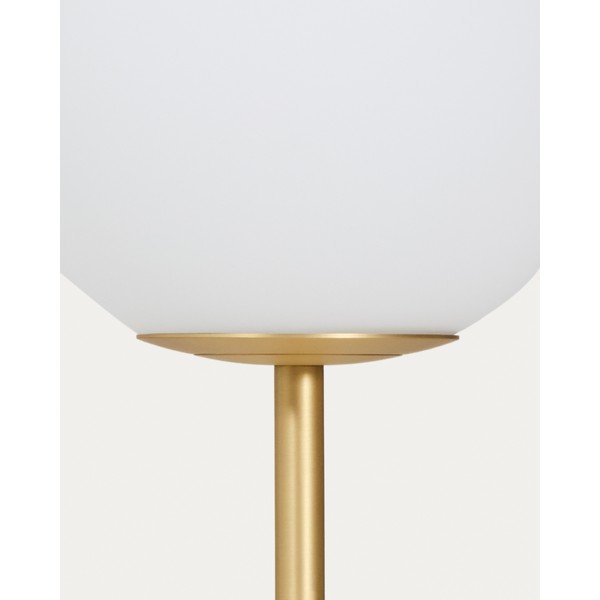 Biela/v zlatej farbe stojacia lampa so skleneným tienidlom (výška  155 cm) Brisia – Kave Home-image-2
