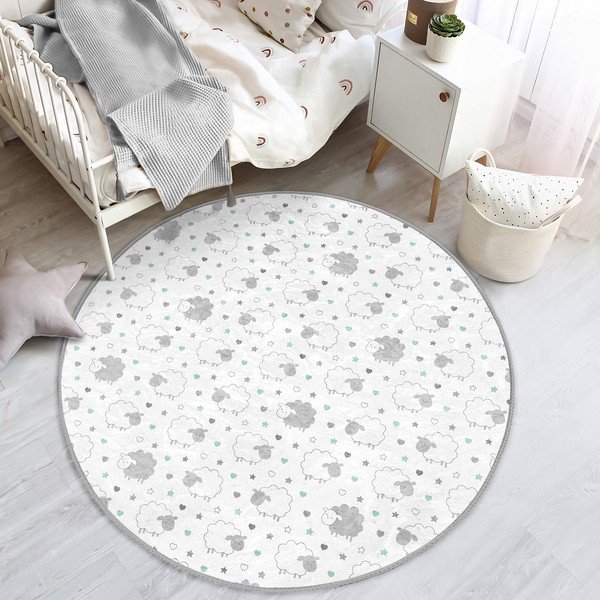 Detský koberec vo svetlosivo-bielej farbe ø 80 cm Comfort – Mila Home-image-4
