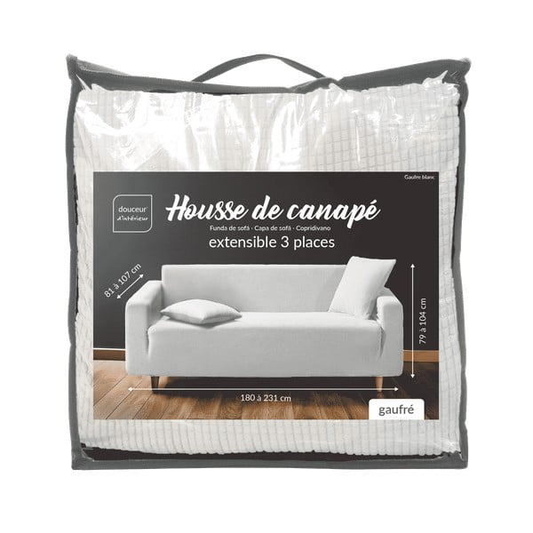 Krémový 3-miestny napínací poťah na pohovku Sacha – douceur d'intérieur-image-3