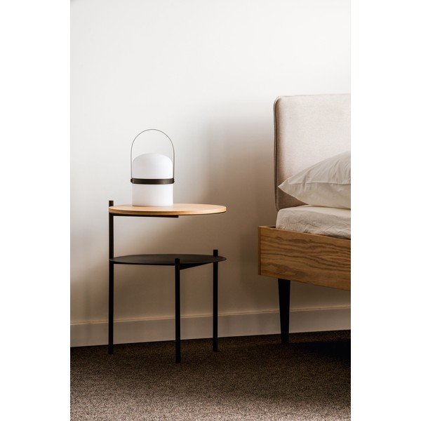 Čierny/v prírodnej farbe nočný stolík s doskou v dubovom dekore Tu – noo.ma-image-2